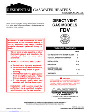A.O. Smith FDV Owner's Manual