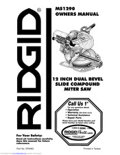 RIDGID MS 1290 Owner's Manual