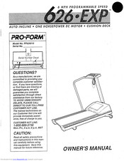 ProForm 626 Exp Treadmill Manual