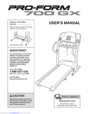 ProForm 700 Gx Treadmill User Manual