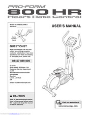 Pro-Form 800 Hr Heart Rate Control Elliptical User Manual