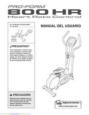 Pro-Form 800 Hr Heart Rate Control Elliptical Manual Del Usuario