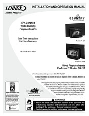 Lennox Hearth Products Performer C210 Installation And Operation Manual