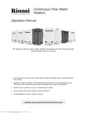 Rinnai 09.12 Series Operation Manual