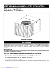 Nordyne P3RA-036 Series User Manual And Installation Instructions