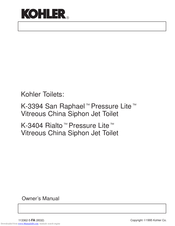 Kohler Rialto Pressure Lite K-3404 Owner's Manual