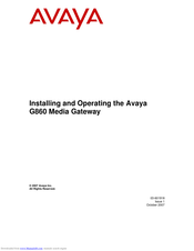 Avaya G860 Installing And Operating