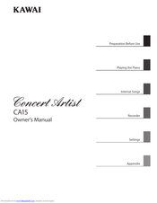 Kawai Concert Artist CA15 Owner's Manual