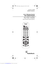 Radio Shack 6-in-1 Remote Control Owner's Manual