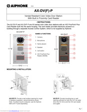Aiphone AX-DV(F)-P Instructions