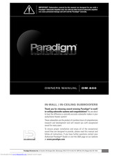 Paradigm OM-600 Owner's Manual