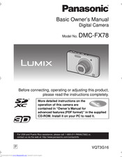 Panasonic Lumix DMC-FX78 Basic Owner's Manual