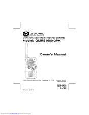 Audiovox GMRS1600-2PK Owner's Manual