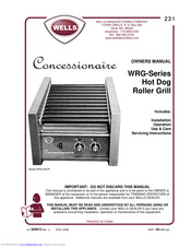 Wells Concessionaire WRG-30SR Owner's Manual