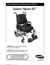 Invacare Solara Spree GT Owner's Operator And Maintenance Manual