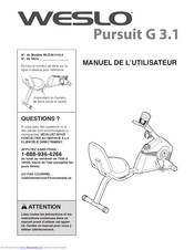 Weslo Pursuit G 3.1 Bike Manuel De L’utillsateur Manual