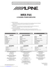 Alpine MRX-F65 Owner's Manual