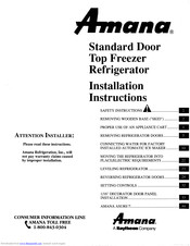Amana TX21A3W-P1181504WW Installation Instructions Manual