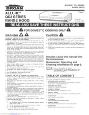 Broan QS342WW Instructions Manual