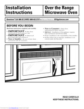 GE JVM1540MP2SA Installation Instructions Manual
