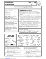 GE GTDX300GM1WS Installation Instructions Manual