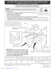 Frigidaire CFDS3035LS2 Installation Instructions Manual