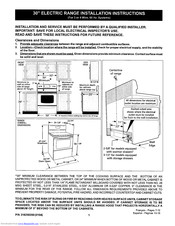 Frigidaire FEF355AQC Installation Instructions Manual