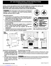 Frigidaire FGFL77ABJ Installation Instructions Manual