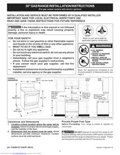 Frigidaire XFGF3005LQB Installation Instructions Manual