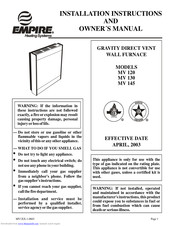 Empire Heating Systems MV 120 Installation Instructions And Owner's Manual
