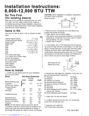 Crosley FAH12ER2T1 Installation Instructions Manual
