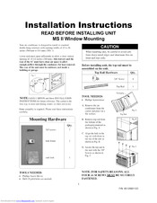 Crosley CAE8M16 Installation Instructions
