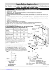 Frigidaire LRA257ST217 Installation Instructions Manual