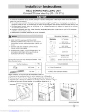 Frigidaire LRA087AT71 Installation Instructions