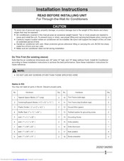 Frigidaire CRA086HT10 Installation Instructions Manual