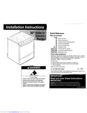 Whirlpool GY395LXGB0 Installation Instructions