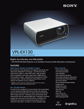 Sony VPL-EX130 Specification Sheet