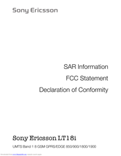 Sony Ericsson LT18i Declaration Of Conformity