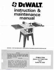 DeWalt 7748 Instruction & Maintenance Manual