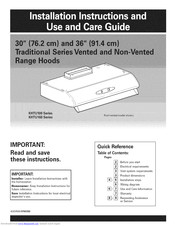 KitchenAid KHTU100KWH1 Installation Instructions And Use & Care Manual