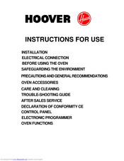 Hoover Oven Instructions For Use Manual