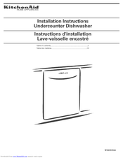 KitchenAid KUDS03FTPA - Dishwasher w/ 4 Cycles ESTAR Adj Racks Installation Instructions Manual