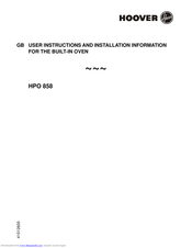 Hoover HPO 858 User Instructions And Installation Information