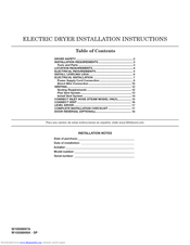 Maytag WED80HEBW0 Installation Instructions Manual