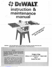 Dewalt 7748 Instruction & Maintenance Manual