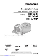 PANASONIC HC-V707 Operating Instructions Manual