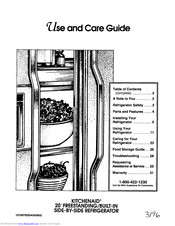 KitchenAid 20' Freestanding/built-in side by side Refrigerator Use And Care Manual