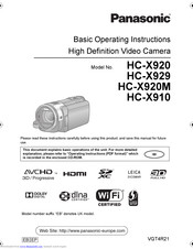 PANASONIC HC-X929 Operating	 Instruction
