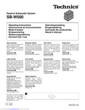 Panasonic SBW500 - SUBWOOFER SYS Operating Instructions Manual
