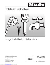 Miele Integrated slimline dishwasher Installation Instructions Manual